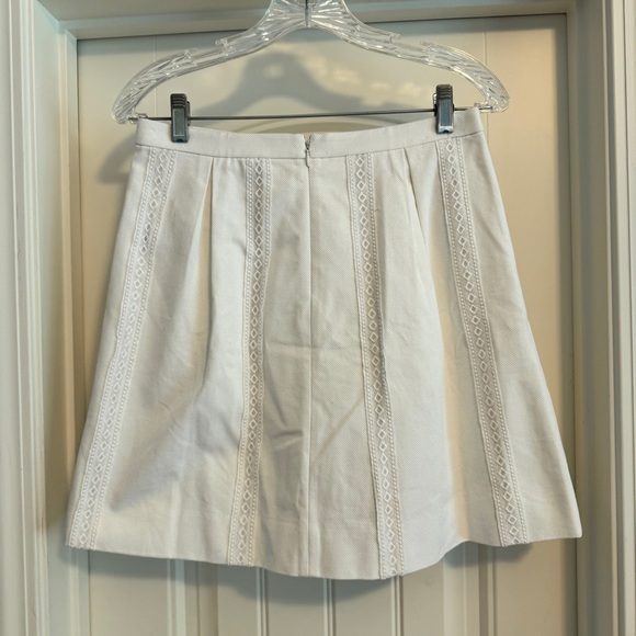J Crew 2 White Lace Stripe A-Line Mini Skirt ~Sorority Coquette Feminine Classic - Picture 2 of 7
